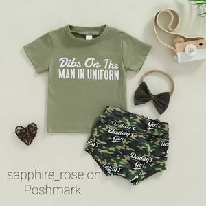 Daddys Girl Dibs on the Man in Uniform Newborn Girls Set Baby Shower Gift Camo